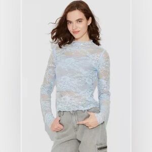 Wild Fable Light Blue Lace Blouse